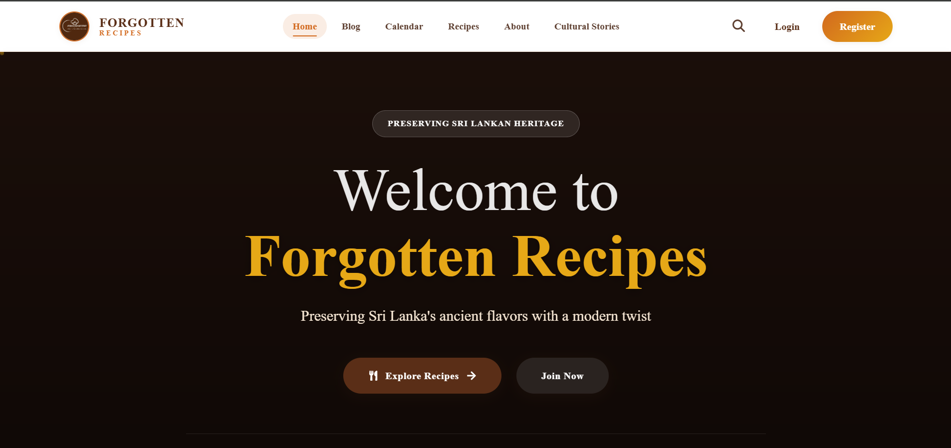 Forgotten Recipes - MERN-Stack Heritage Culinary Platform