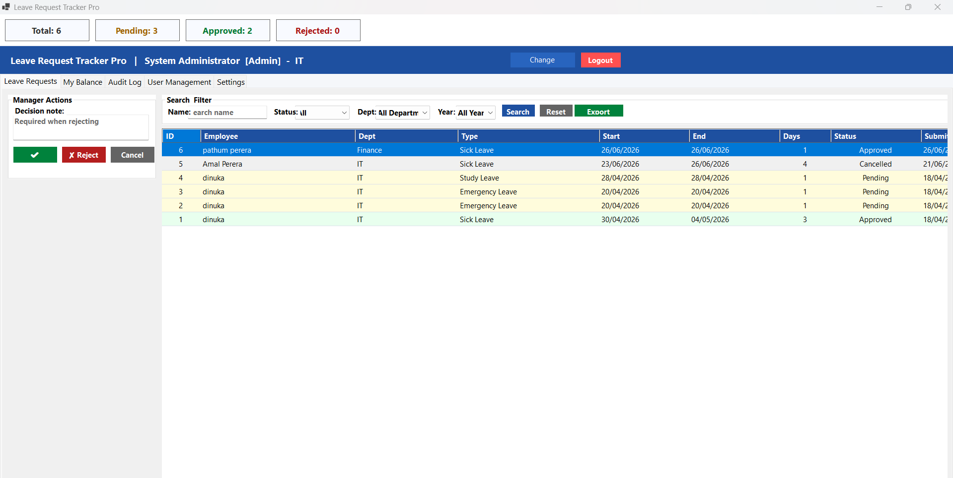 LeaveTrackerPro - Desktop Employee Leave Management System