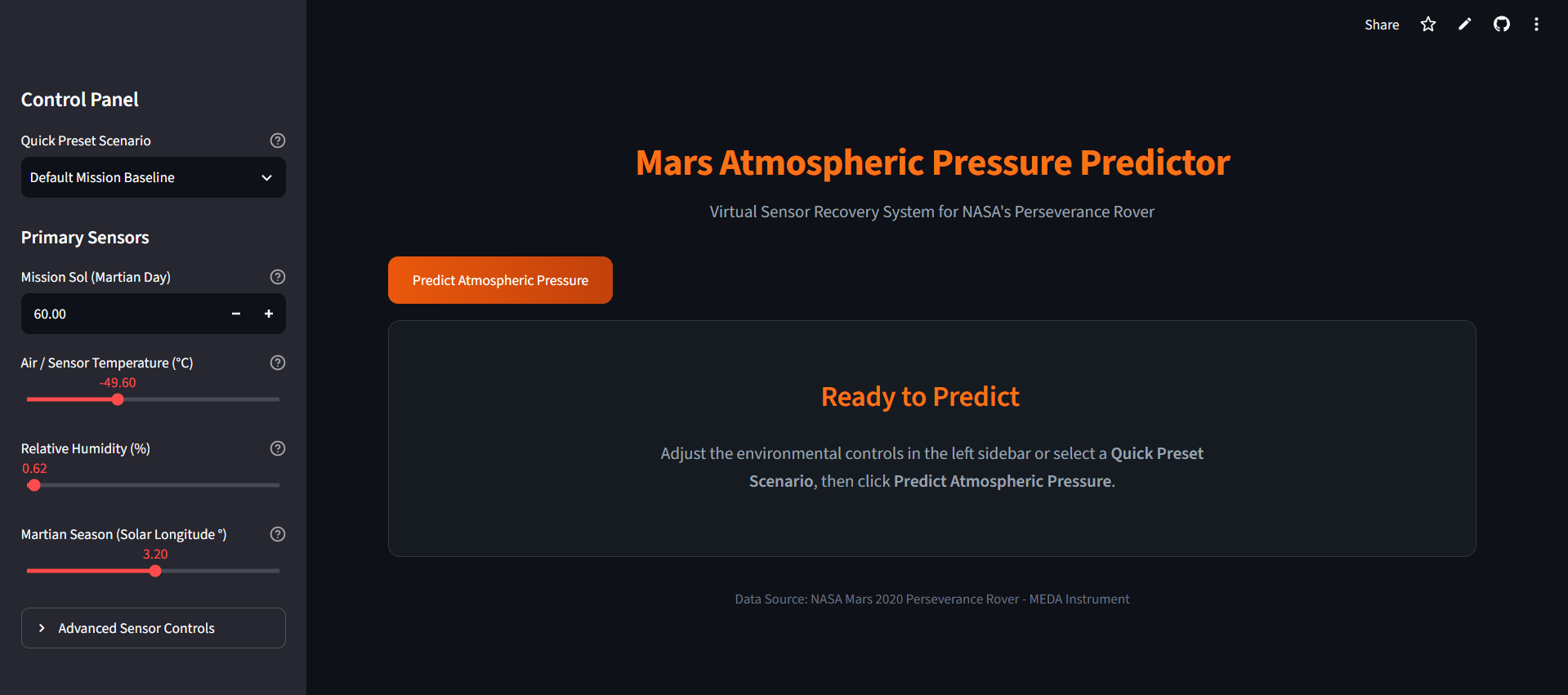 MEDA Mars Atmospheric Pressure Predictor - Virtual Sensor Recovery for NASA Perseverance